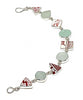 Red & White Vintage Pottery with Clear and Aqua Sea Glass Multi Shape Bracelet - 7 1/2