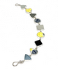 Textured Grey & Yellow  Floral Vintage Pottery & Sea Glass Multi Shape Bracelet - 7 1/2