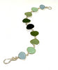 Soft Blue, Aqua, Sage Green to Dark Olive Natural Shape Sea Glass Bracelet - 7 1/2