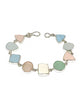 Pink & Blue Pastel Sea Pottery and Sea Glass Bracelet - 7 1/2