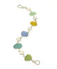 Pastel Earth Tone Sea Glass with White Pearl Bracelet - 7 1/2