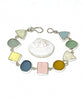 Pastel Sea Pottery and Sea Glass Bracelet - 7 1/2