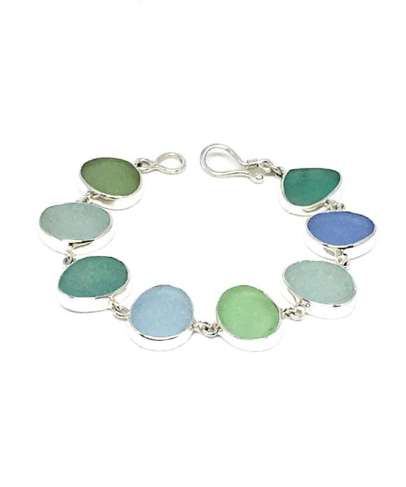 Soft Greens and Blues Sea Glass Bracelet