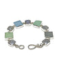 Aqua & Grey Sea Glass with Grey Pearl Square Bracelet - 7