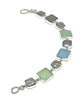 Aqua & Grey Sea Glass with Grey Pearl Square Bracelet - 7