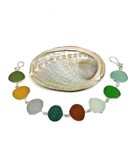 Rich Earth Tone Sea Glass Bracelet