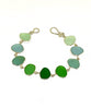 Aqua, Turquoise to Green Natural Shape Sea Glass Bracelet - 7 1/2