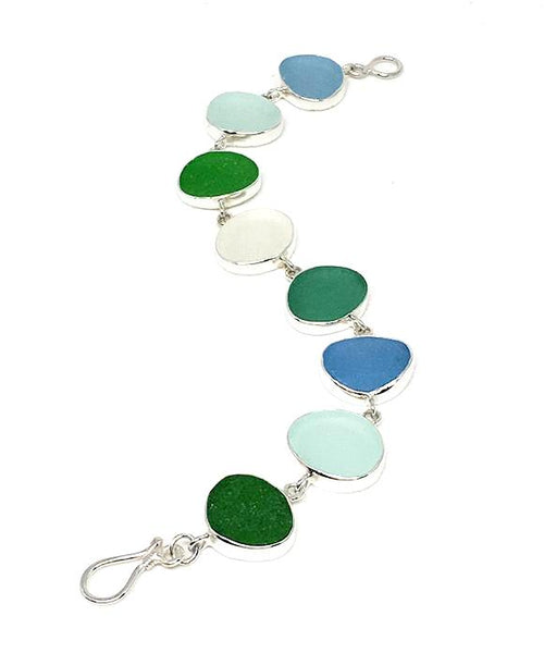 Green, Aqua and Clear Sea Glass Bracelet