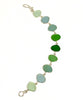 Aqua, Turquoise to Green Natural Shape Sea Glass Bracelet - 7 1/2