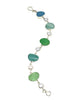 Textured Green, Blue & Aqua Sea Glass with Pearls Bracelet