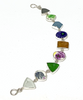 Textured Floral Vintage Pottery & Sea Glass Multi Shape Bracelet - 7 1/2