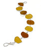 Textured Shades of Amber Sea Glass Bracelet - 7 1/2