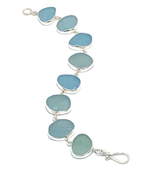 Shades of Aqua Sea Glass Bracelet - 7 1/2