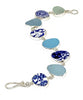 Blue & White Vintage Pottery & Aqua Sea Glass Natural Shape Bracelet - 7 1/2