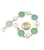 Soft Green and Turquoise Sea Glass Marbles and Pearl Bracelet - 7 1/2