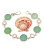 Soft Green and Turquoise Sea Glass Marbles and Pearl Bracelet - 7 1/2
