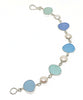 Shades of Aqua Sea Glass with Pearl Bracelet - 7 1/2