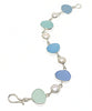Shades of Aqua Sea Glass with Pearl Bracelet - 7 1/2