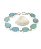 Aqua Sea Glass with Natural Amazonite Stone Bracelet - 7 1/2