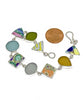 Bold Vintage Pottery & Light Earth Tone Sea Glass Multi Shape Bracelet - 7 1/2