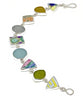 Bold Vintage Pottery & Light Earth Tone Sea Glass Multi Shape Bracelet - 7 1/2