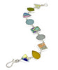Bold Vintage Pottery & Light Earth Tone Sea Glass Multi Shape Bracelet - 7 1/2
