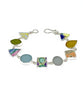 Bold Vintage Pottery & Light Earth Tone Sea Glass Multi Shape Bracelet - 7 1/2