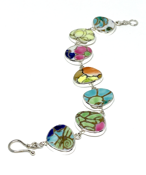 Colorful Bold Vintage Pottery Natural Shape Bracelet - 7 1/2