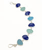 Blue & White Vintage Pottery with Blue & Aqua Sea Glass Bracelet - 7 1/2