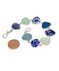 Blue & White Vintage Pottery & Shades of Aqua Sea Glass Natural Shape Bracelet - 7 1/2