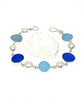 Aqua & Blue Sea Glass with Light Pink Pearl Bracelet - 7 1/2