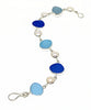Aqua & Blue Sea Glass with Light Pink Pearl Bracelet - 7 1/2