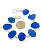 Textured Blue Sea Glass Bracelet - 7 1/2