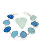 Textured Blue and Aqua Sea Glass Bracelet - 7 1/2