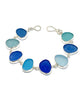 Shades of Textured Blues and Aquas Sea Glass Bracelet - 7 1/2
