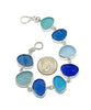 Shades of Textured Blues and Aquas Sea Glass Bracelet - 7 1/2
