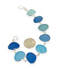 Textured Blue and Aqua Sea Glass Bracelet - 7 1/2