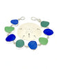 Textured Blue and Green Sea Glass Bracelet - 71/2