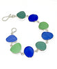 Textured Blue and Green Sea Glass Bracelet - 71/2