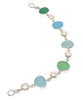 Soft Green and Aqua Sea Glass with Pearl Bracelet - 8