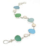 Soft Green and Aqua Sea Glass with Pearl Bracelet - 8
