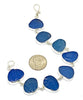 Textured Blue Sea Glass Bracelet - 7 1/2