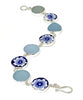 Blue & White Flower Vintage Pottery & Pastel Blue Sea Glass Round Shape Bracelet - 8