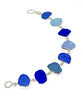 Textured Cobalt, Turquoise & Aqua Sea Glass Bracelet - 7 1/2
