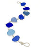Textured Cobalt, Turquoise & Aqua Sea Glass Bracelet - 7 1/2