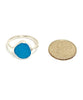 Bright Dark Turquoise Sea Glass Ring - Size 5