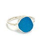 Bright Dark Turquoise Sea Glass Ring - Size 5