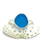 Bright Dark Turquoise Sea Glass Ring - Size 5