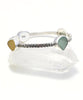 Scallop Shell with Aqua, Light Green & Yellow Sea Glass Heavy Bangle - Size Medium