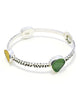 Scallop Shell with Aqua, Light Green & Yellow Sea Glass Heavy Bangle - Size Medium